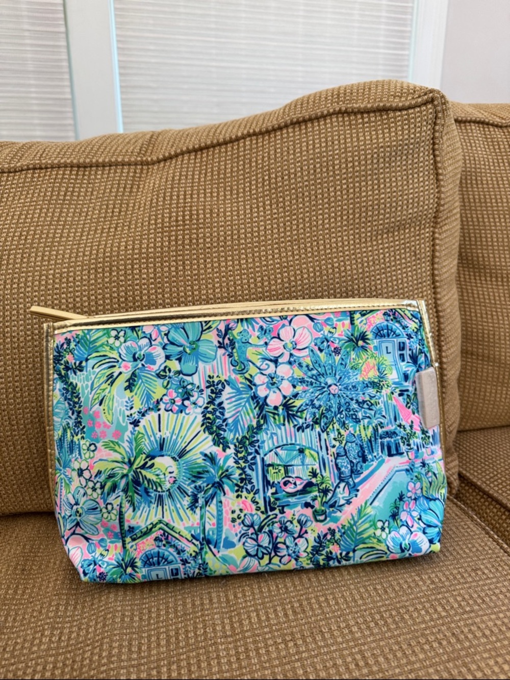 Lilly Pulitzer Tropical Floral Cosmetic Pouch in Blue, Pink & Green